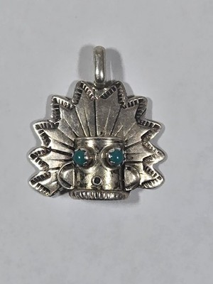 Indianer Sterling Silber Anhänger Türkis Vintage Running Bear RB signiert