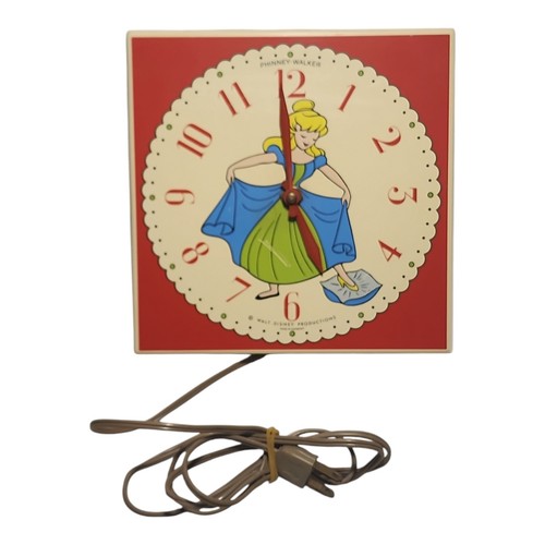 Vintage Cinderella Electric Wall Clock Phinney Walker Walt Disney Productions