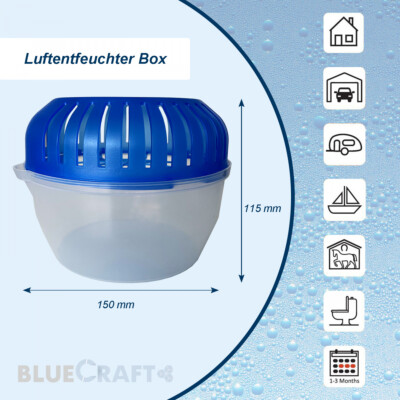 Luft-Entfeuchter Box und 1x 450g Luftentfeuchter Tab in Vlies-Schutzummantelung