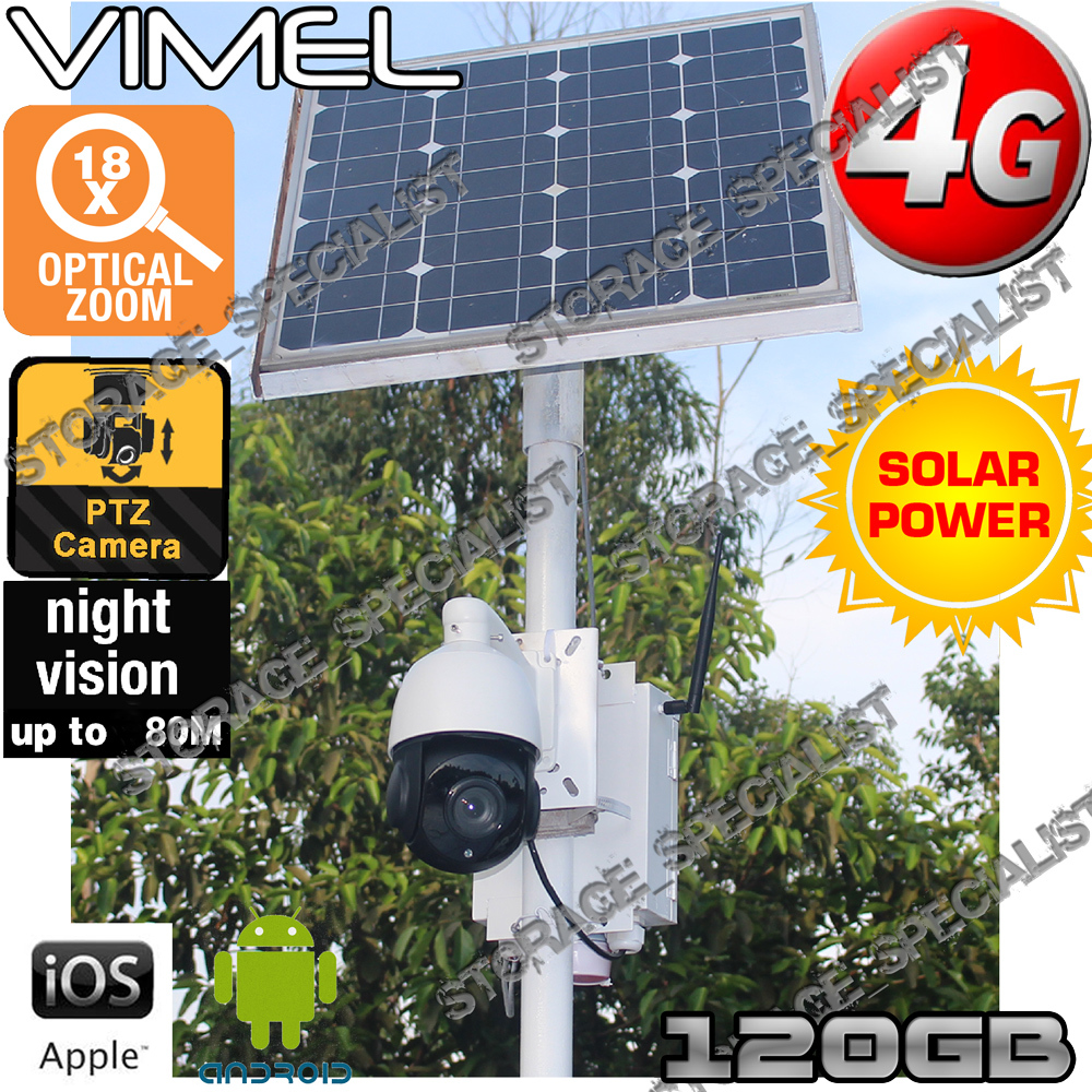 4G Security Camera Solar PTZ 18XOptical Zoom Motor GSM Alarm Farm