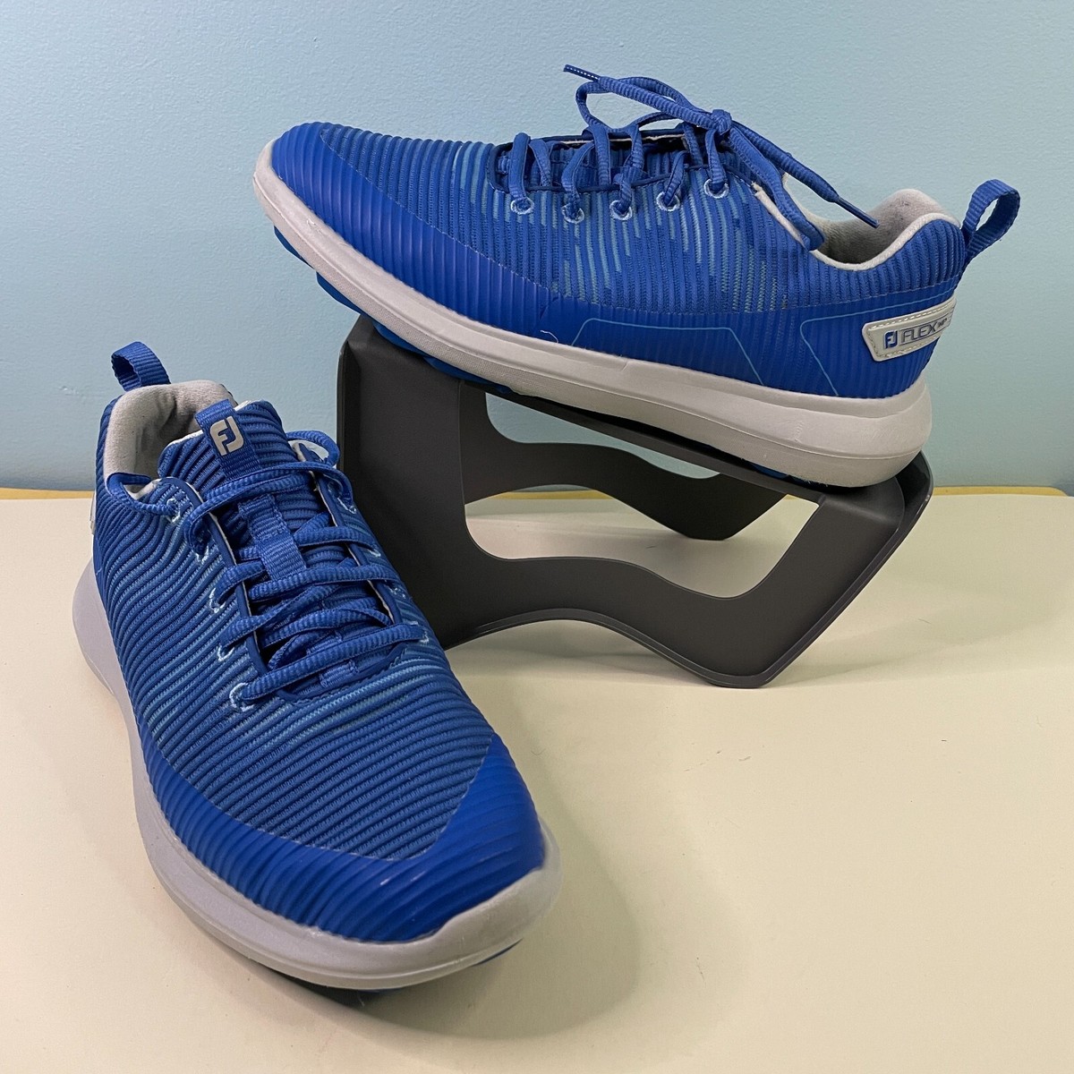 Stroll Mens Stylish Cobalt Blue Athletic Golf Sneakers Size 9.5 Blue Leather Upper Golf Shoes for Men for sale | eBay main image 4