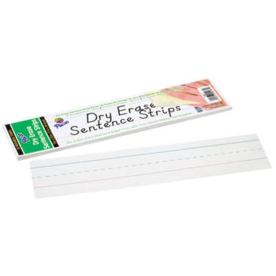 Pacon Dry Erase Sentence Strips, 30 Reusable Sheets, White, Lined, 3'' x 12'' (PAC