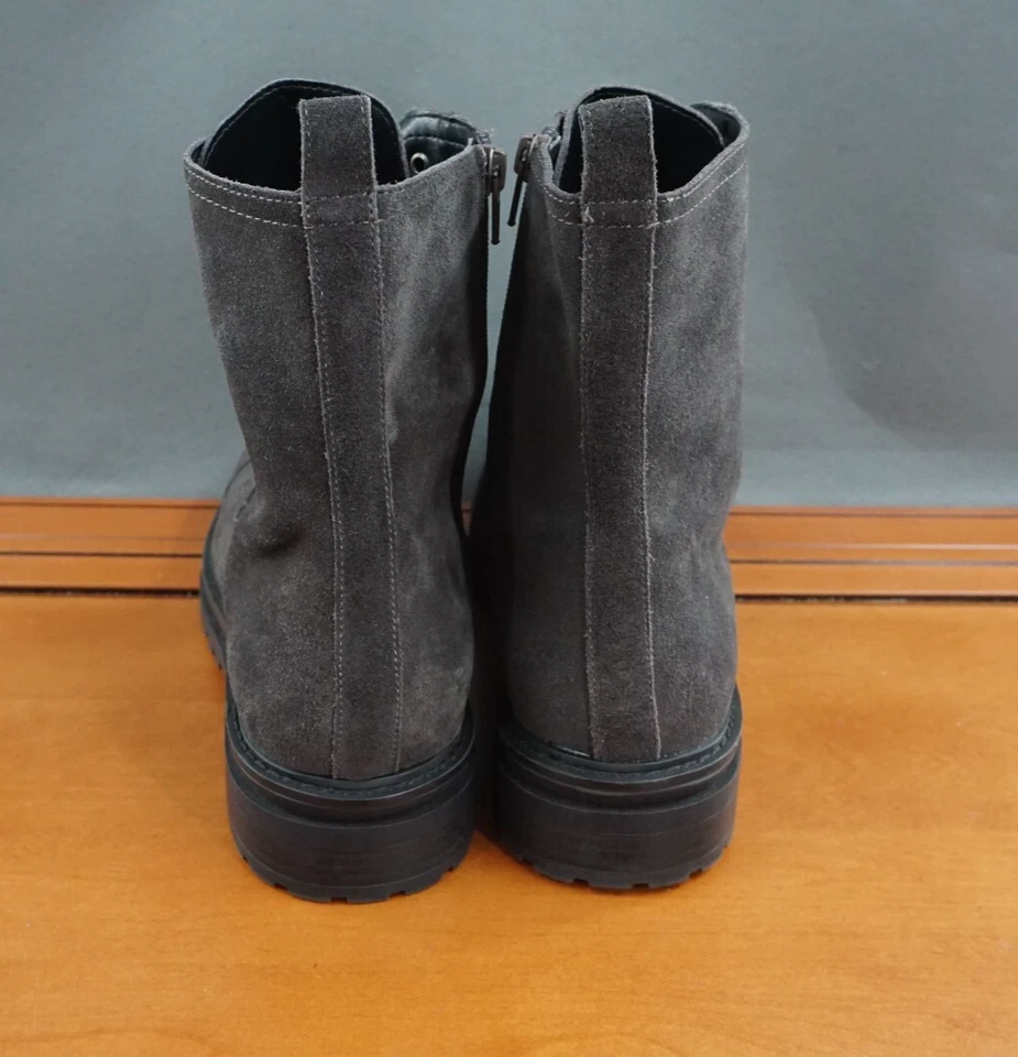 Andre Assous Farah Zapatos Para Mujer 11 Gris Cuero Cremallera Con Cordones Puntera Bota de Combate Foto 4 de 4