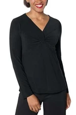 Attitudes by Renee Women's Como Jersey Knot Front Top Black