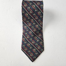 Smithsonian Institution Mens Tie Necktie Blue Red Floral Striped 58" L