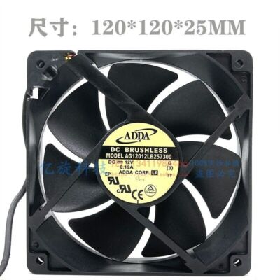 ADDA 12V 0.19A AG12012LB257300 12025 12CM 3-wire cooling fan #F3