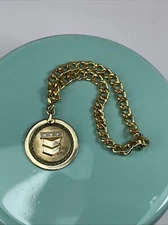 Vintage 14k Gold Chevron Oil Gas Co Service Award charm bracelet GF