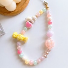 Bunny Phone Strap Charm  Cellphone Jewelry Beads  Beaded Keychains  Lanyard