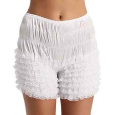 LADIES nylon sissy ruffle frilly panties pettipants Waist-43 INCHES white