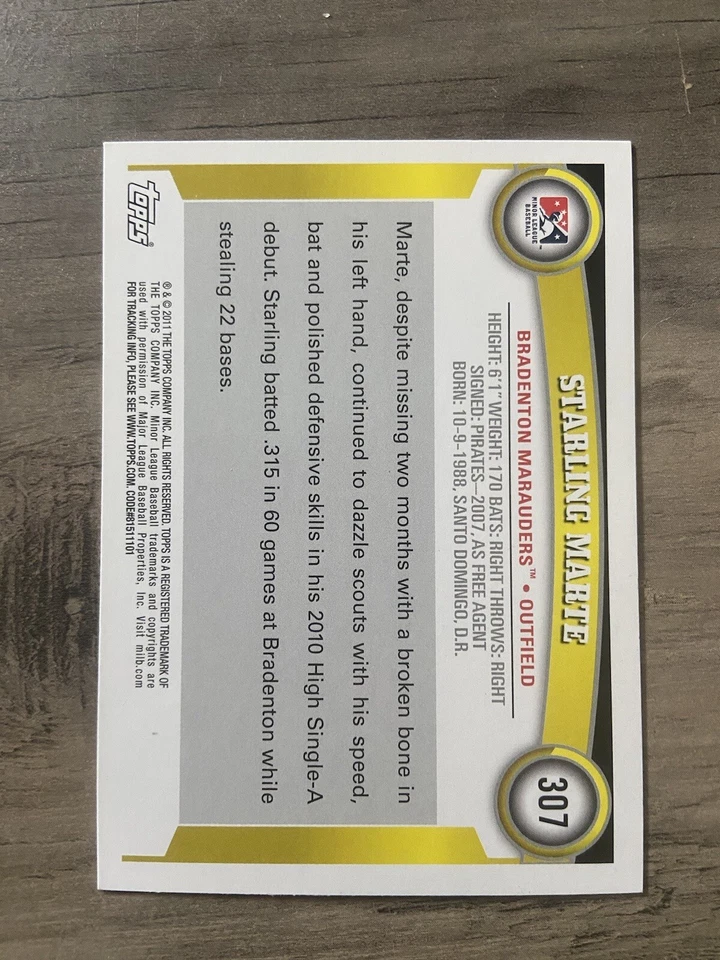 Starling Marte 2011 Topps Pro Debut Mets - Image 2 of 2