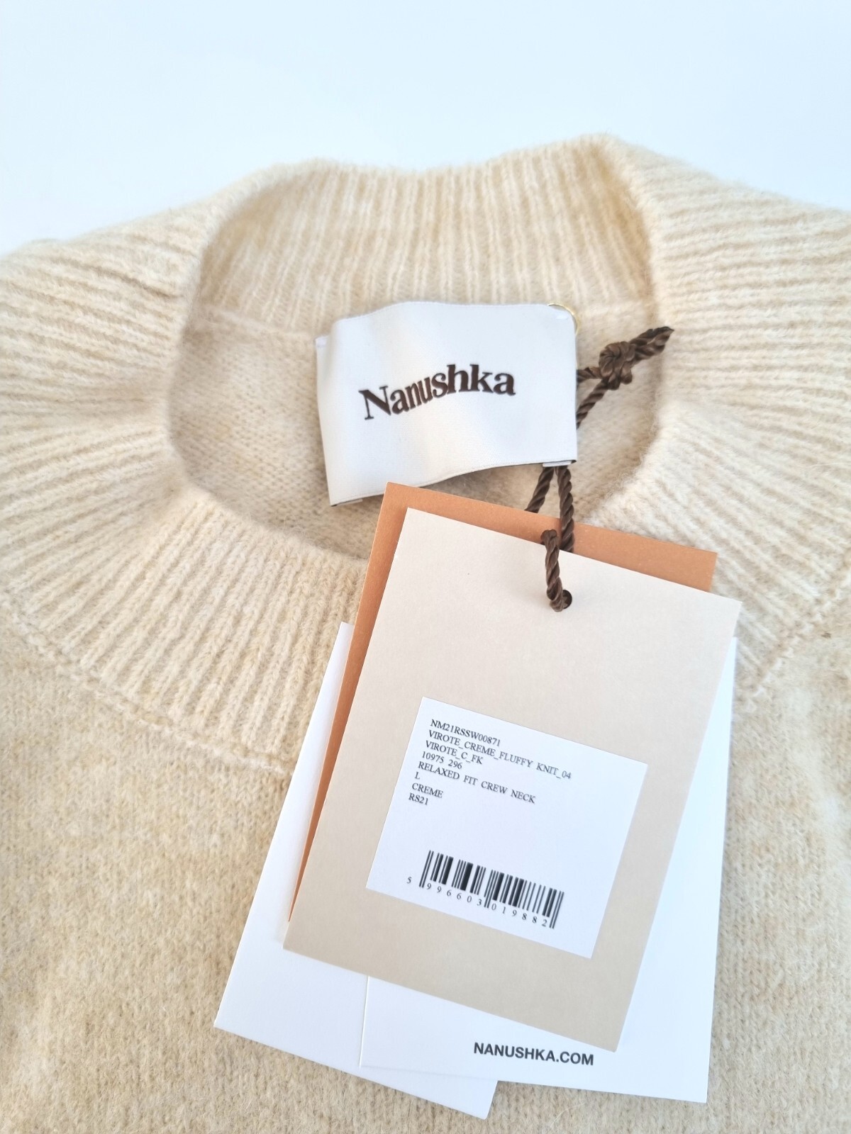 Nanushka Jumper Men's Virote Crème Fluffy Knit Sweater - Size Large, rrp £325