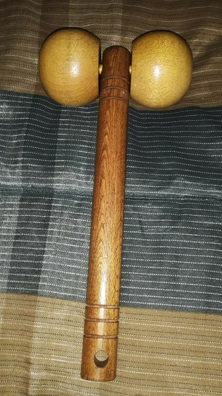 Vintage Wooden Back Massager Roller Rolling Balls with 9'' Handle