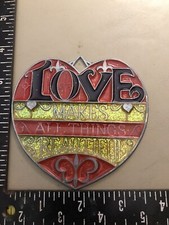 1980s Suncatcher  Love All Things  Heart Acrylic Stained Glass Style Window