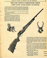 Anuncio impreso 1965 de rifle Stoeger Arms Deluxe Krico Comanche