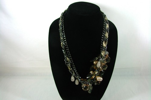 New Directions Fashion Halskette Gun Metal Kette Kunstperlen Acrylperlen Neu - Bild 2 von 6