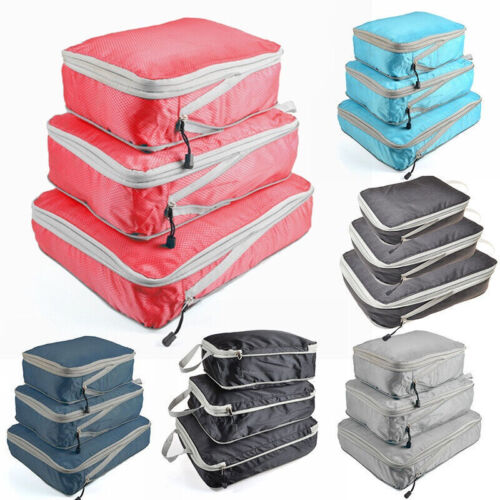 3Pcs Luggage Bags Organizer Storage Travel Compression Packing Cubes Expandable - Afbeelding 1 van 17