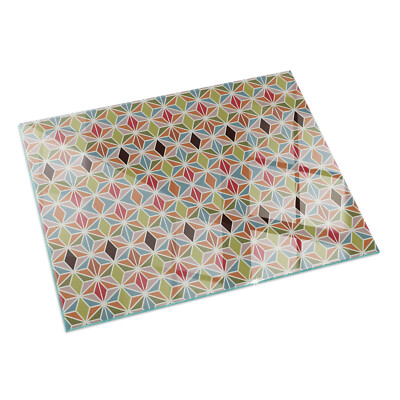 Funkenschutz Kamin Ofen Glasplatte Polygonale Muster in einem Raster 120 x 80 cm