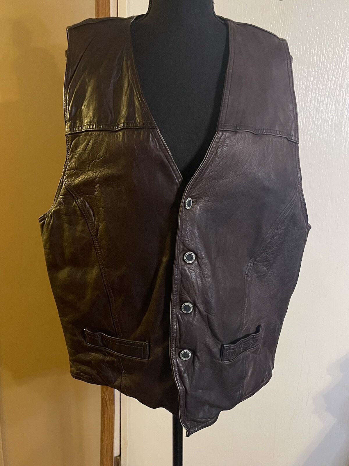 Gordon Ferguson Original Mens Brown Leather Vest with Cloth Back