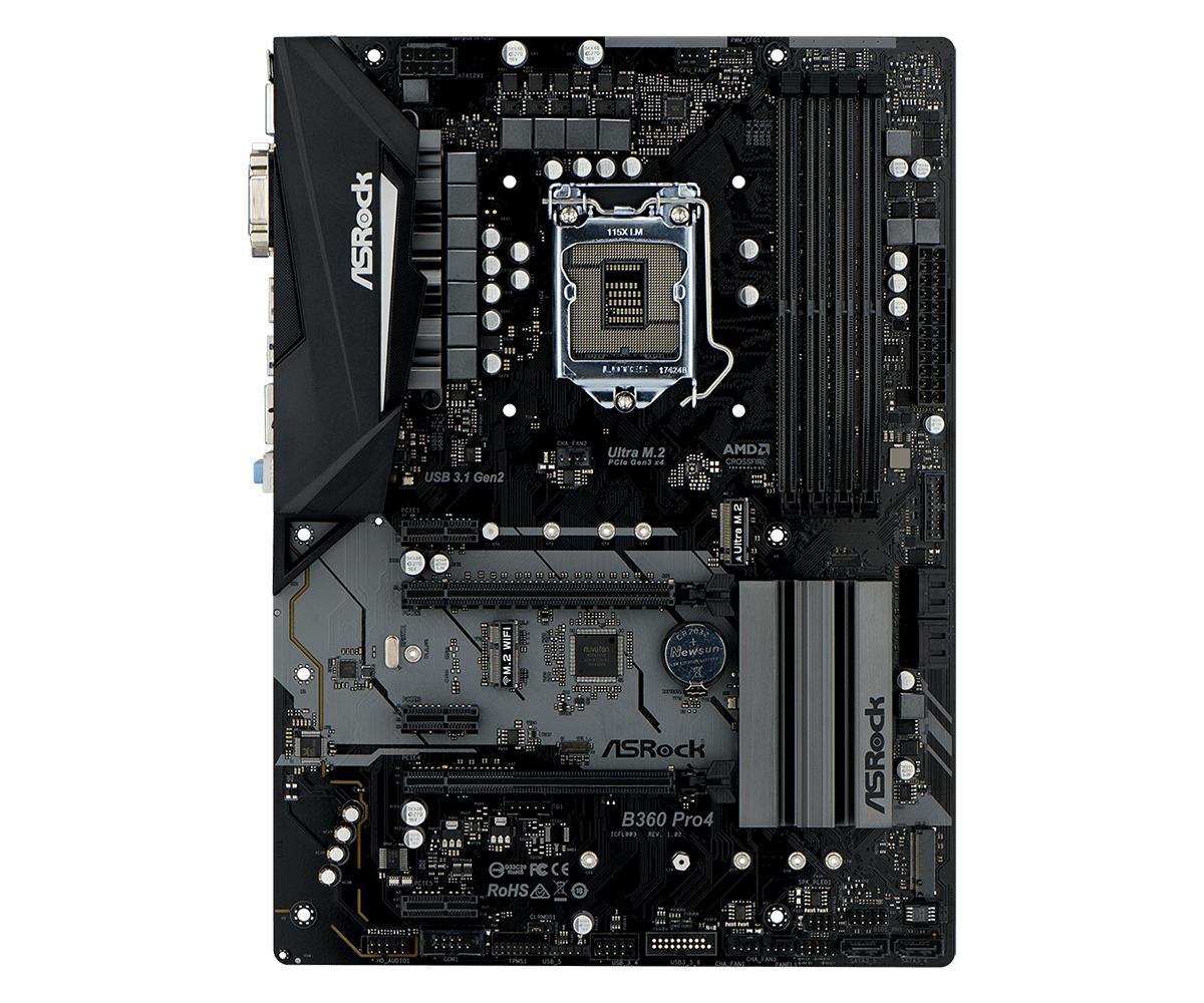CPU付きASRock B360 Pro4 マザーボード ASRock B360 Pro4 Motherboard Intel B360 LGA 1151 DDR4 ATX Core DVI