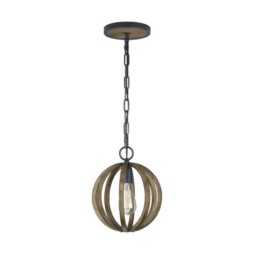 Feiss P1302WOW/AF Allier 1-Light Weathered Oak & Forged Iron Pendant