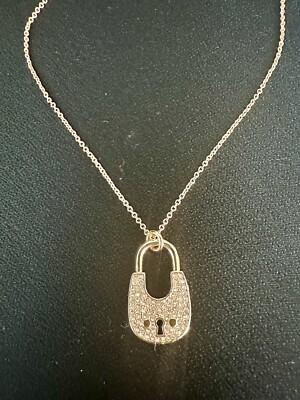 Michael Kors Locked Crystal Pave  Necklace Rose Gold 16-18 In