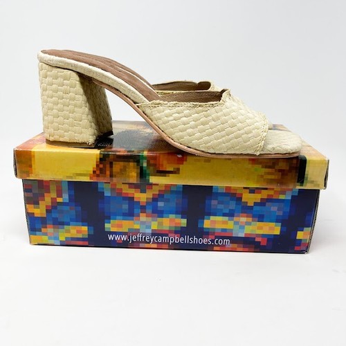 Jeffrey Campbell Womens Melange Raffia Solid Slide Heels Sandals Size 10M  NW/BOX | eBay