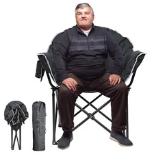 Oversized Camping Chair Padded Lounge Patio Chair Comfy Sofa Chairs 500lb Black