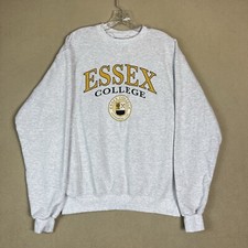 Champion Sweatshirt Mens Large Gray ESSEX College Print Crew Neck Pullover