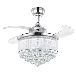 Retractable Ceiling Fan 36 Crystal Fan With Lights Hy 9801c