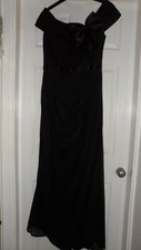 Ladies Black S'Less Chiffon Lined Satin Bow Full Length Maxi Dress, UK Size 10