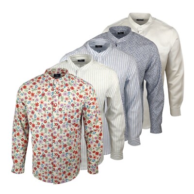 Herren Ben Grand Dad Kragen Leinen Baumwolle Urlaub Strand Hemden Tops