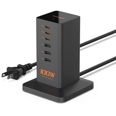 Desk Charging Station 100W Fast Charger Tower USB C Charging Hub Multiple Device