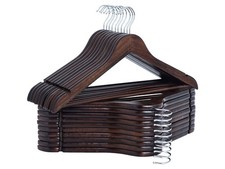 StorageWorks Wooden Coat Hangers, Walnut Brown, 0.5" Thick, Pack of 20