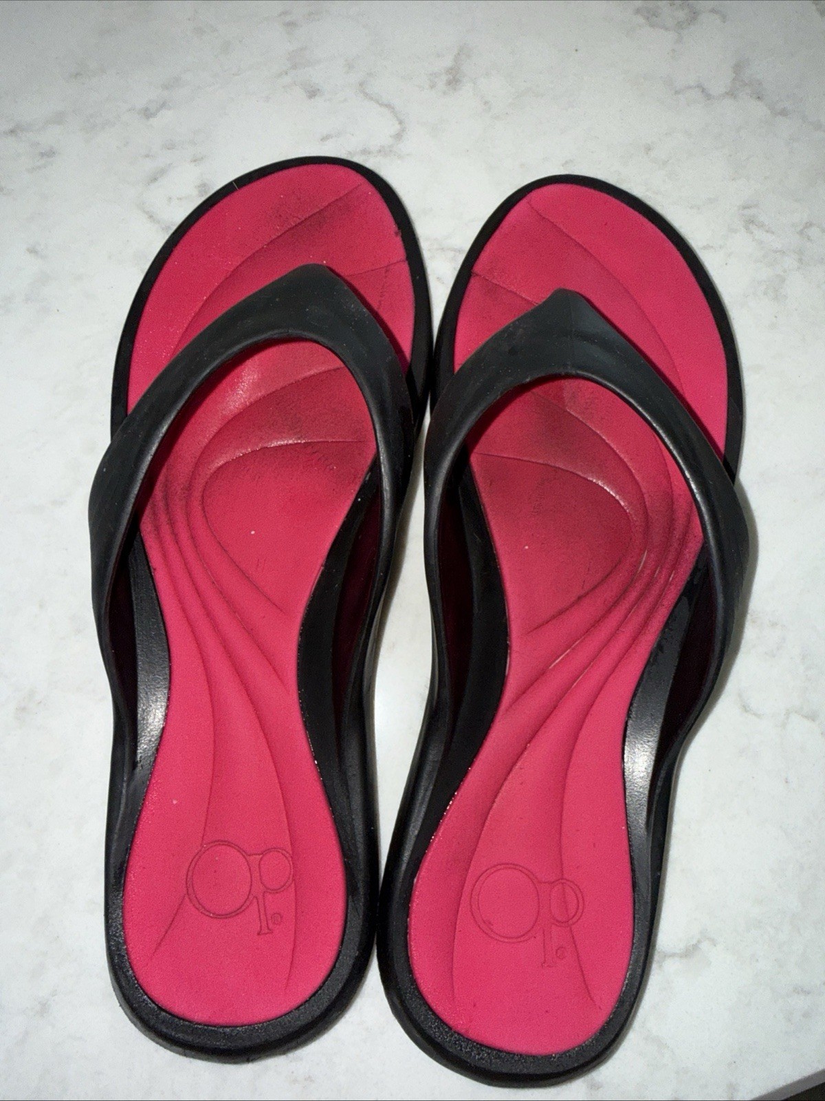 OP Flip Flop Sandals Womens 7-8 Pink Black Thong Beach Summer Casual Comfort