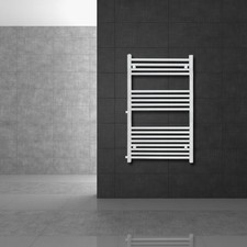 Radiateur sèche-serviette à eau chaude forme droite en acier blanc 60 x 120 cm