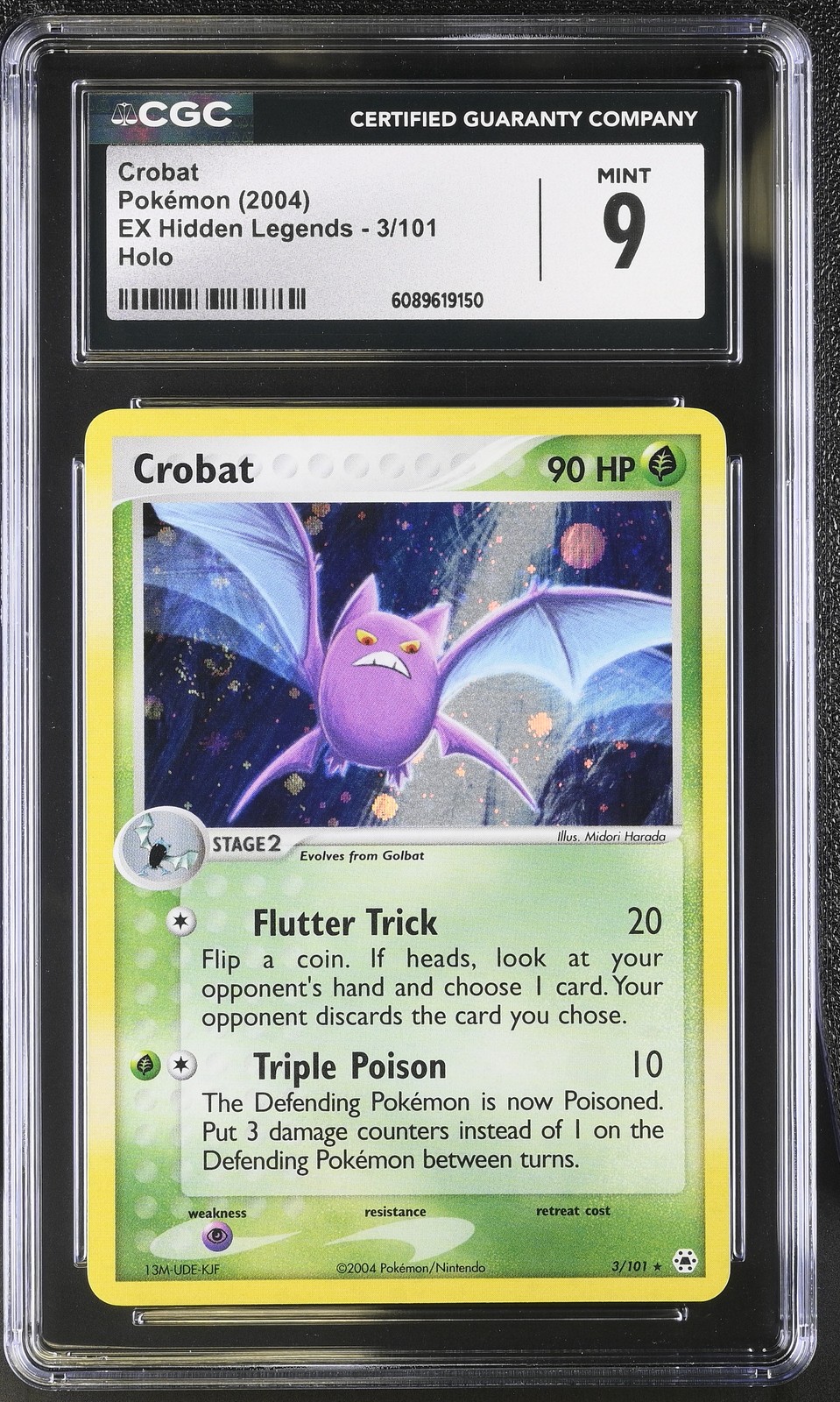 CGC 9 MINT Crobat 2004 EX Hidden Legends 3/101 Holo SWIRL Pokemon Card