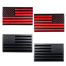 4PCS Metal American Flag Emblem Decal, 5 x 3 Inch 3D Embossed USA Flag Colorful