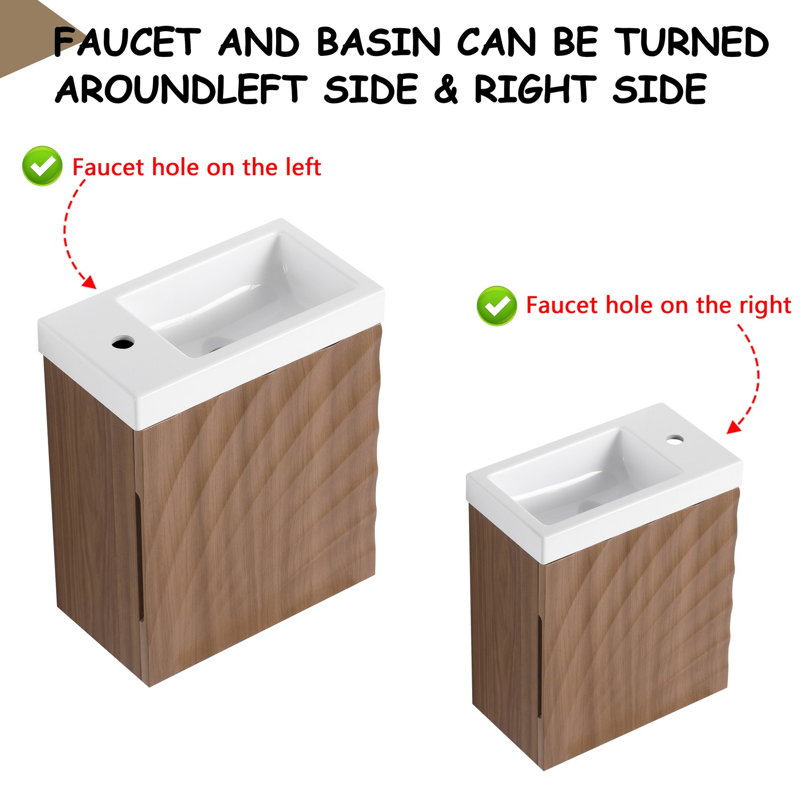 Wall-Mounted Bathroom Vanity w/Resin Sink, Storage Cabinet w/Soft Closed Door