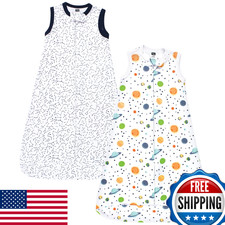 Hudson Baby Unisex Cotton Sleeveless Sleeping Bag, Space, 0-3 Months