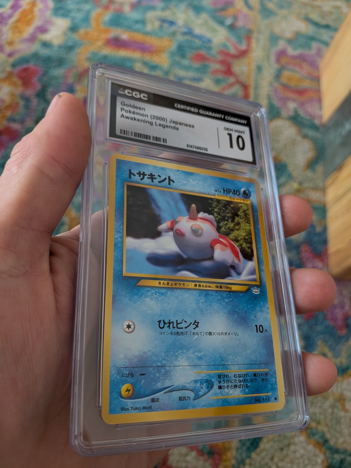 CGC 10 GEM MINT Pokemon Goldeen 2001 Japanese Awakening Legends Neo #118