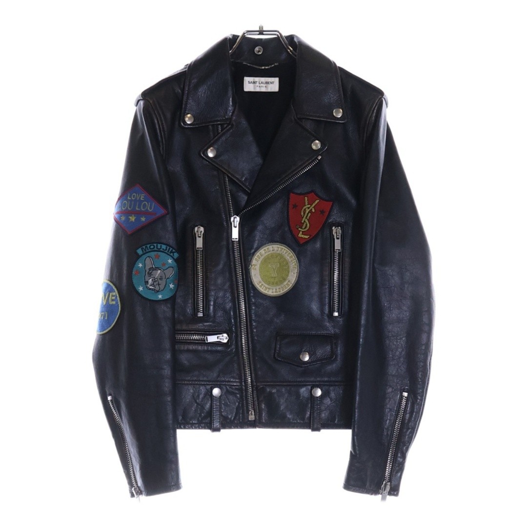 Giacca pelle Saint Laurent Paris invecchiata doppio pilota 483224 YC1EP usata 2f