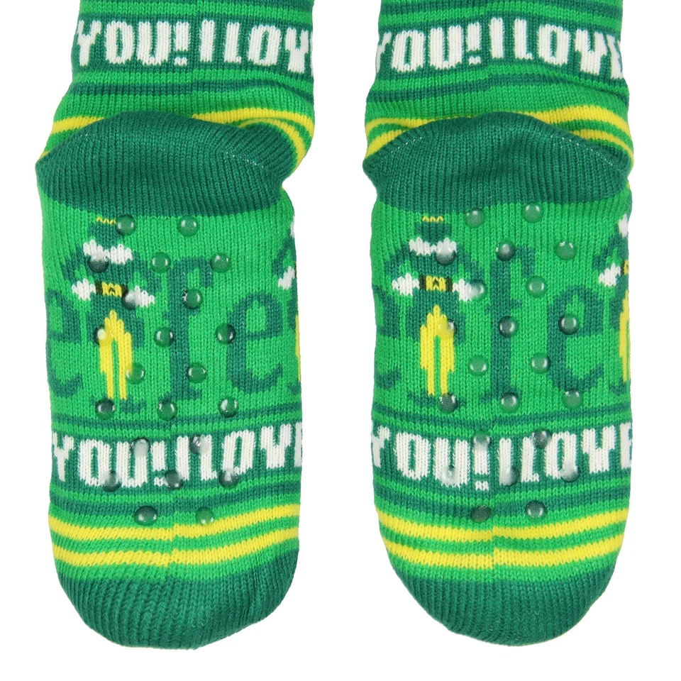 Elf Socks I Love You Fair Isle Sweater Knit Faux Shearling Lined No-Slip Slipper - Image 3 of 3