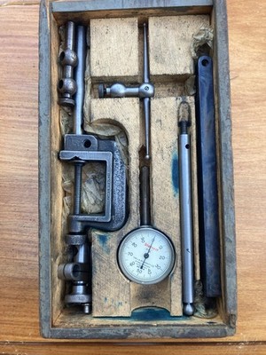 Vintage Starrett Dial Test Indicator Set No. 196 Case Attachments Machinist Tool