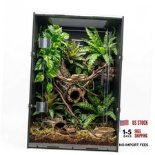 Black 12x12x18 PVC Reptile Enclosure with Front Opening Tank with Screen Top