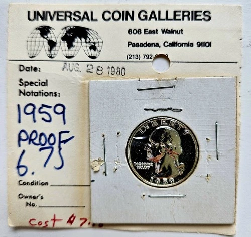 1959-P Proof Washington Quarter ~ 90% Silver