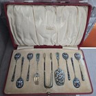 Set of Genuine Russian .875 Silver and Cloisonne Enamel Spoons,