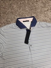 NWT Greyson Golf Shirt Polo Sleeve Logo Path Less Traveled Print Large Pink