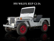 1951 Willys Cj-3a Jeep In Gray Red New Metal Sign 9x12 Free Ship