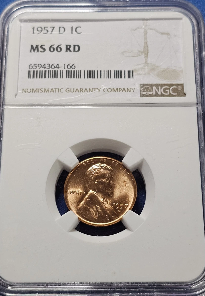 MS 66 Graded 1957 Lincoln Wheat US Small Cents (1909-1958) for