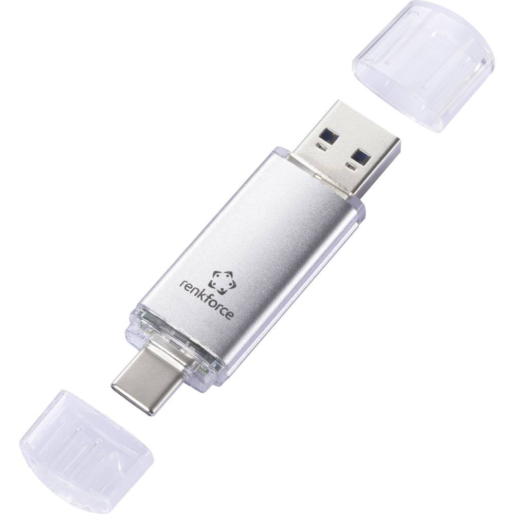 Clé USB 64 GB Renkforce RF-USBOS-230 argent double connecteur USB-A et USB-C pour PC et smartphone